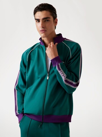 GUESS Zip-Up Hoodie 'Scuba' in Green: front