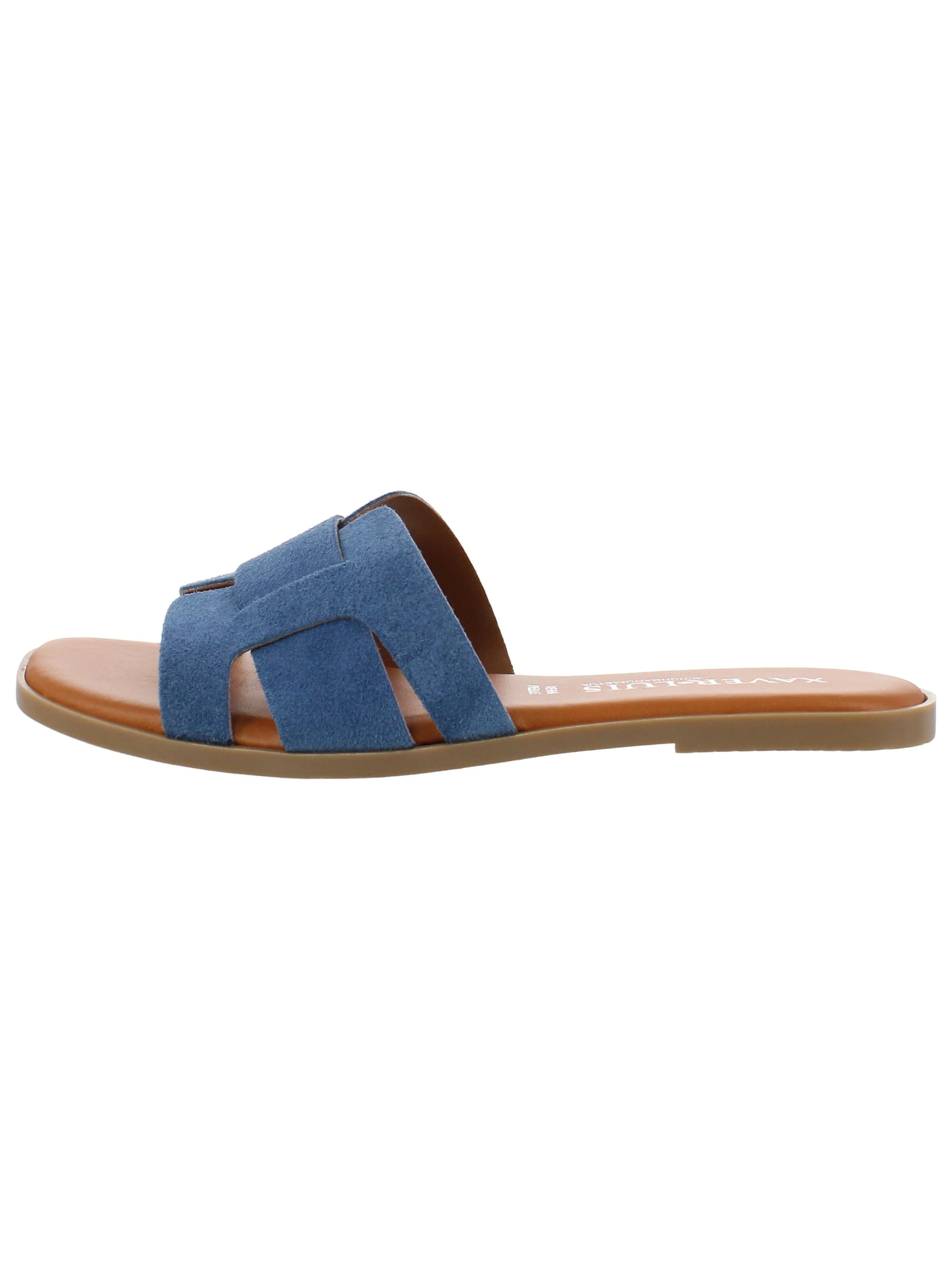 XAVER LUIS Schuhmanufaktur Mules 'Roberta' in Blue: front