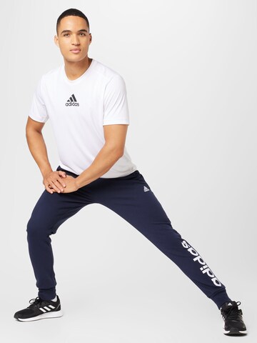 ADIDAS SPORTSWEAR Tapered Sportbroek 'Essentials French Terry Tapered Cuff Logo' in Blauw