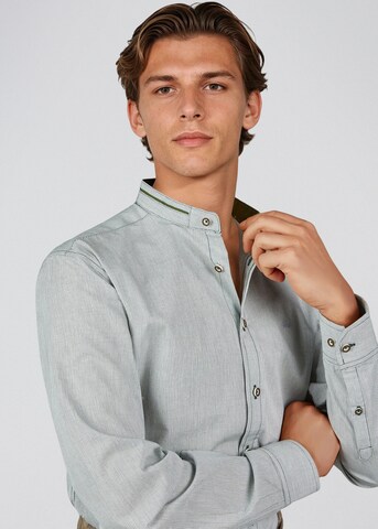 SPIETH & WENSKY Slim fit Traditional button up shirt 'Hubertus' in Green