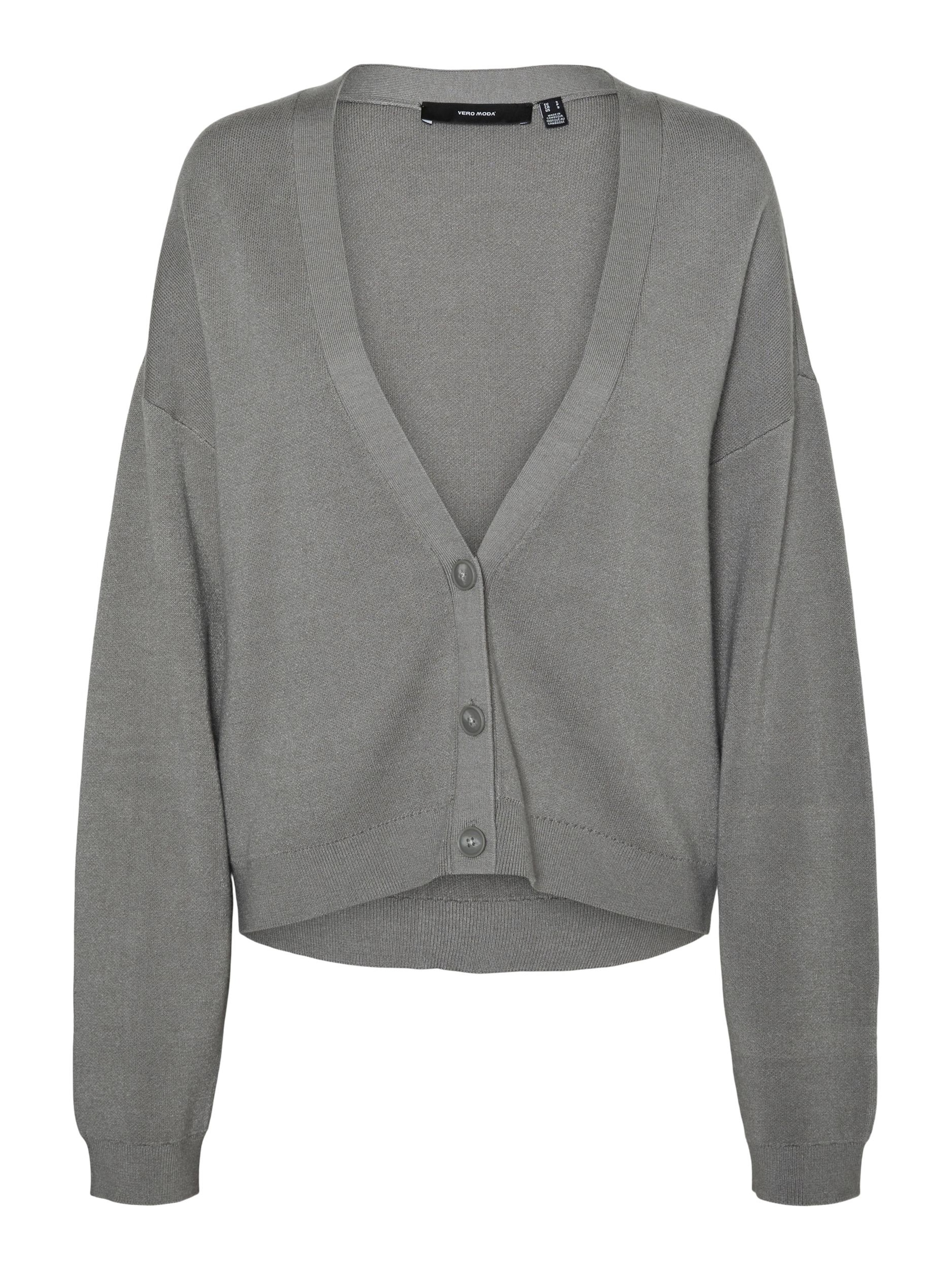 VERO MODA Strickjacke 'MATHILDE' in Grau: Vorderseite