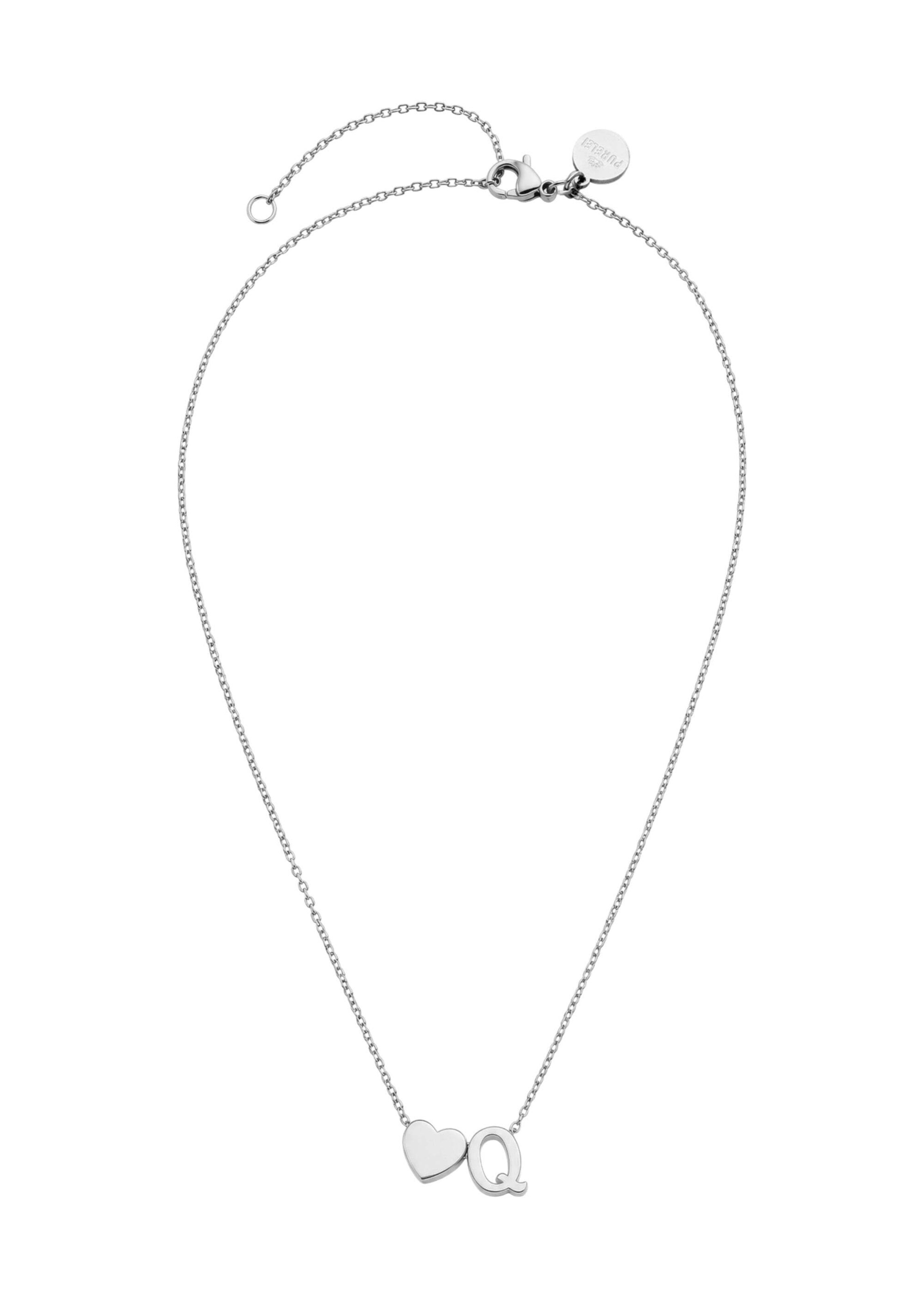 PURELEI - Cadena 'Letter Heart Q' en plata: frente