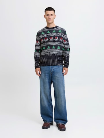 JACK & JONES Svetr 'JJXMAS ANDREW' – modrá