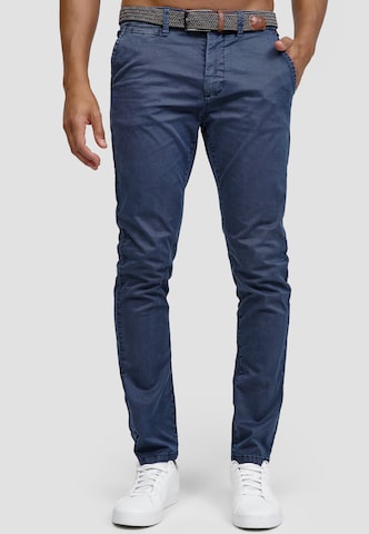 Coupe slim Pantalon chino INDICODE JEANS en bleu : devant