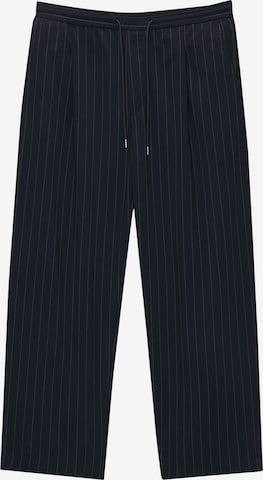 Pull&Bear Zvonové kalhoty Kalhoty se sklady v pase – modrá: přední strana
