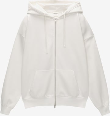 Pull&Bear Sweat jacket in White: front