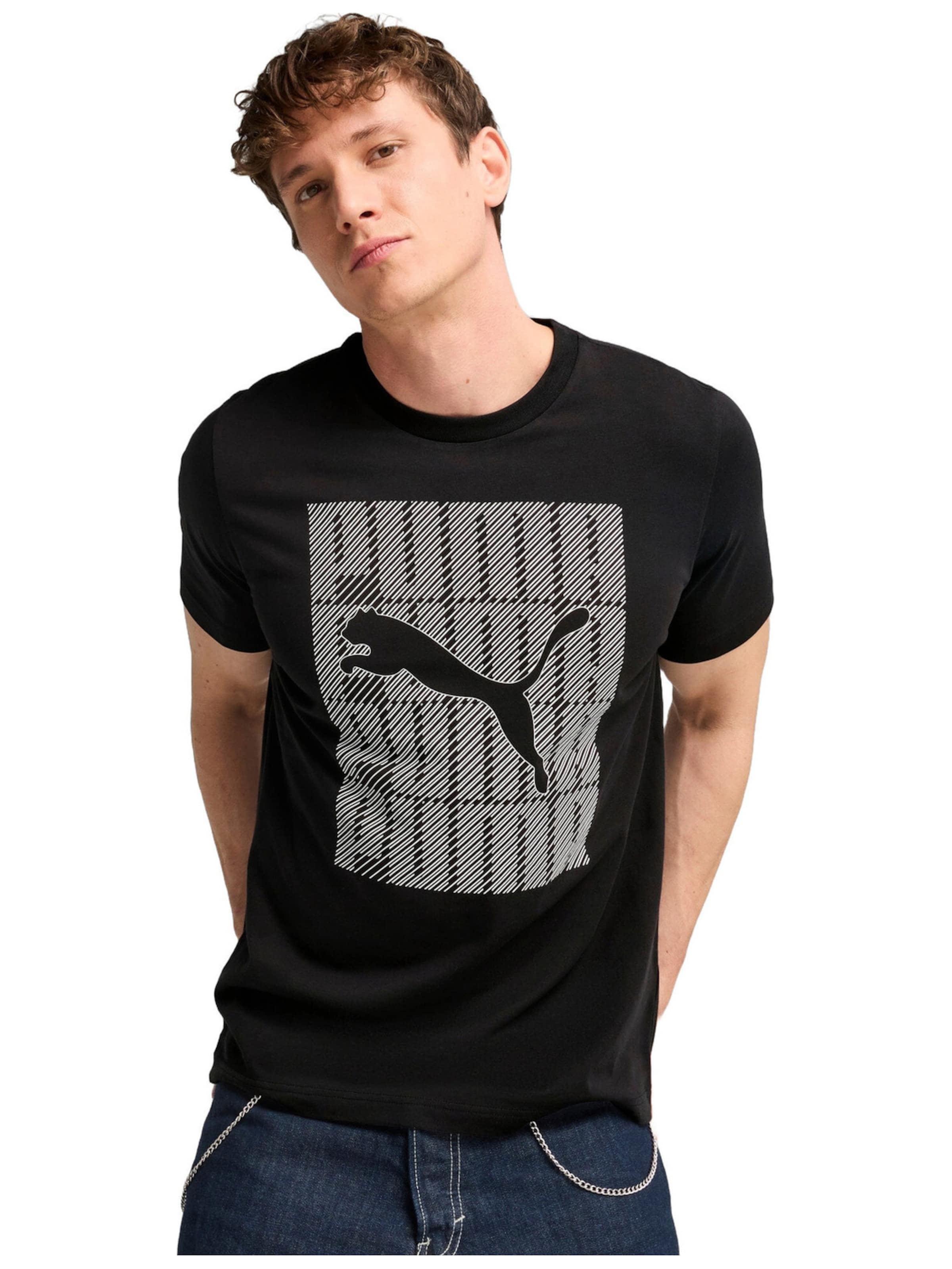 PUMA - Camiseta 'Puma Graphics Wording Tee' en negro: frente