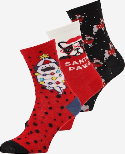 Urban Classics Čarape 'Pug Christmas' u svijetlobež / žuta / crvena / crna, Pregled proizvoda