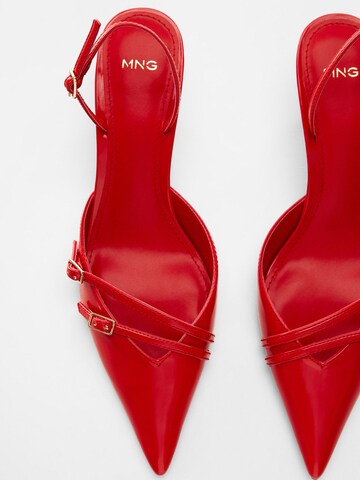 MANGO Дамски обувки на ток с отворена пета 'Tira' в червено
