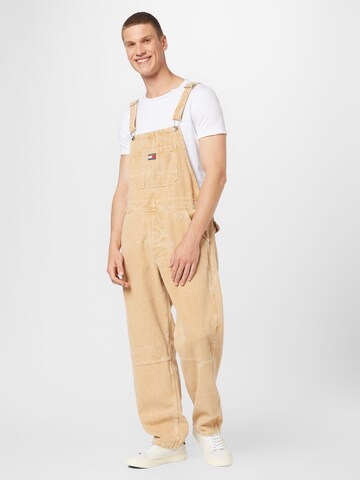 Tommy Jeans Loose fit Jean Overalls 'Aiden Baggy' in Beige: front