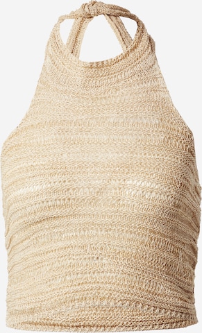 Nasty Gal Gebreide top in Beige: voorkant