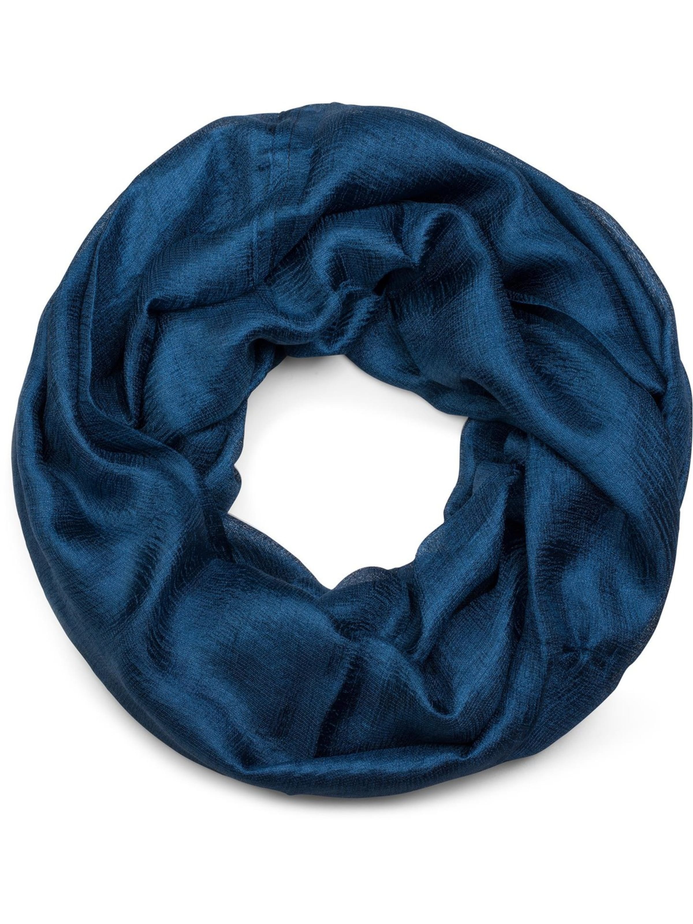 styleBREAKER Schlauchschal 'Seidiger Einfarbiger Loop'‌‌‌ in Blau: Vorderseite