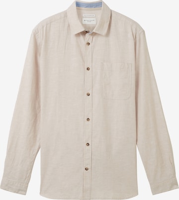 Coupe regular Chemise TOM TAILOR en beige : devant