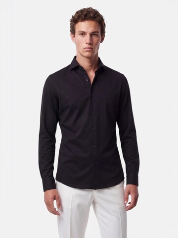 Vercate Slim fit Poslovna srajca 'No. 19' | črna barva