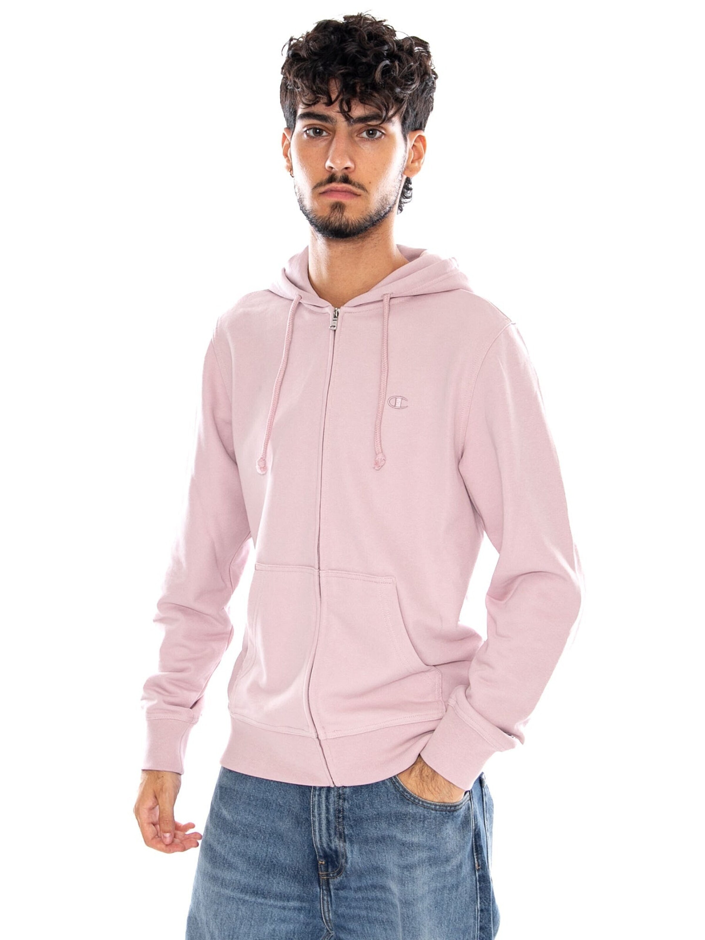 Champion Sweatjacke 'FULL ZIP HOODIE SWEATSHIRT PINK'‌‌‌ in S in rosa, Produktansicht