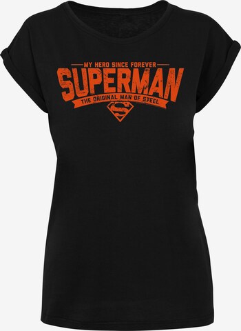 F4NT4STIC Shirt 'Superman My Hero' in Zwart: voorkant