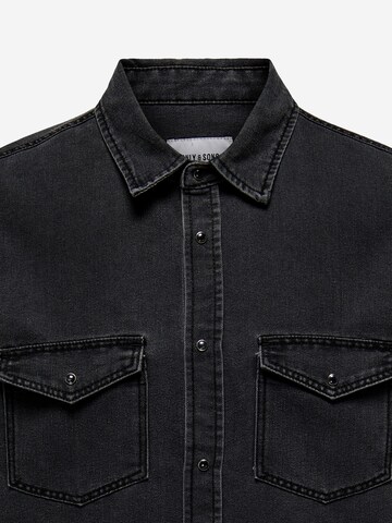 Only & Sons Regular fit Button Up Shirt 'Bane' in Black