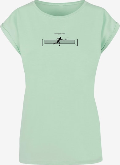 Merchcode T-shirt 'Tennis Round 1' en menthe / noir, Vue avec produit