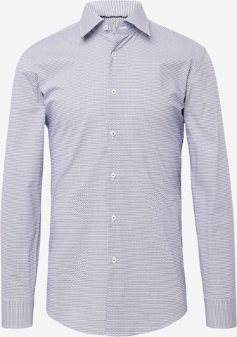 BOSS Black - Ajuste estrecho Camisa de negocios 'Hank' en azul: frente