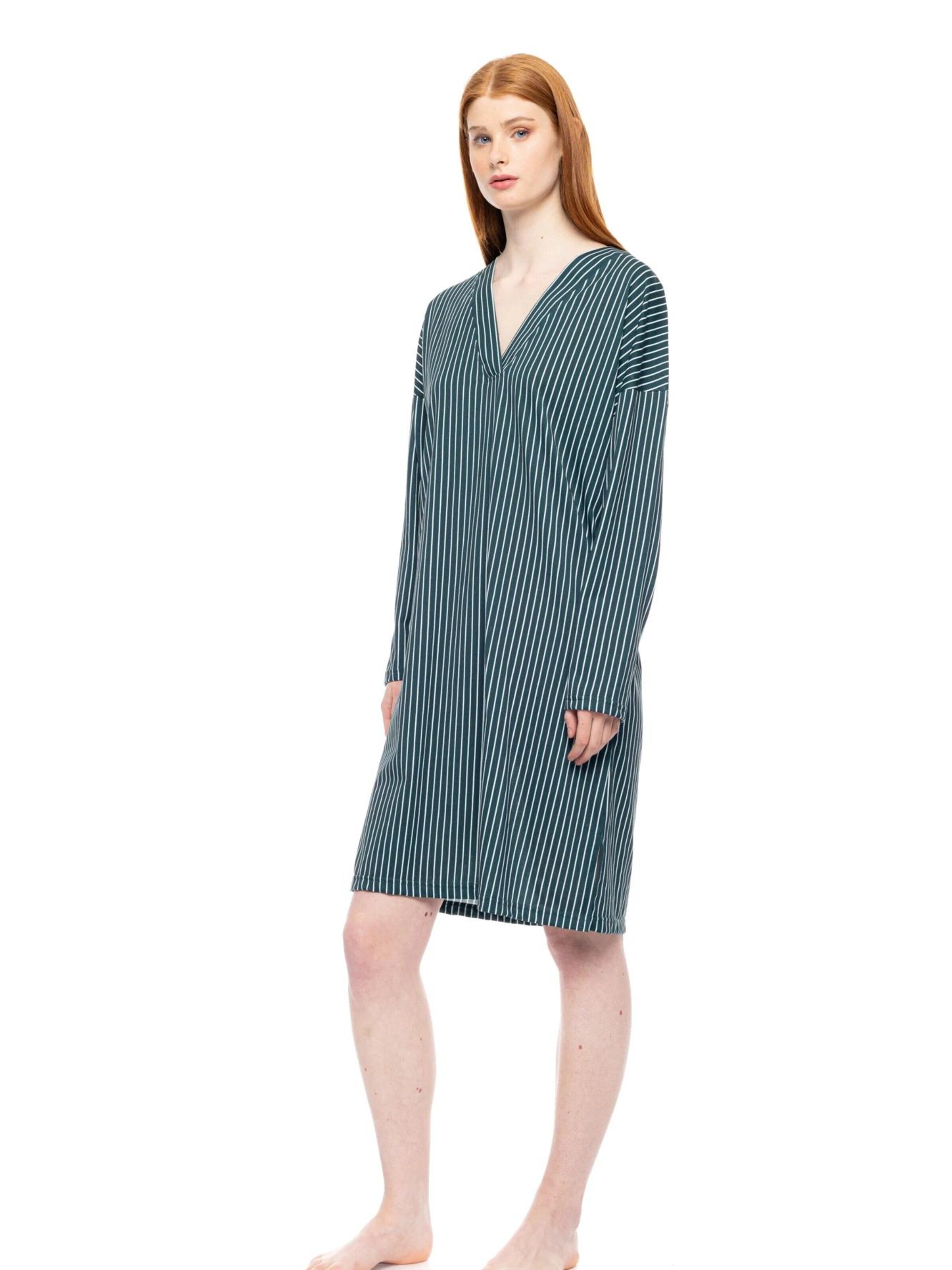 Pink Label Νυχτικιά 'NIGHTGOWN GREEN FOREST STRIPES' σε πράσινο