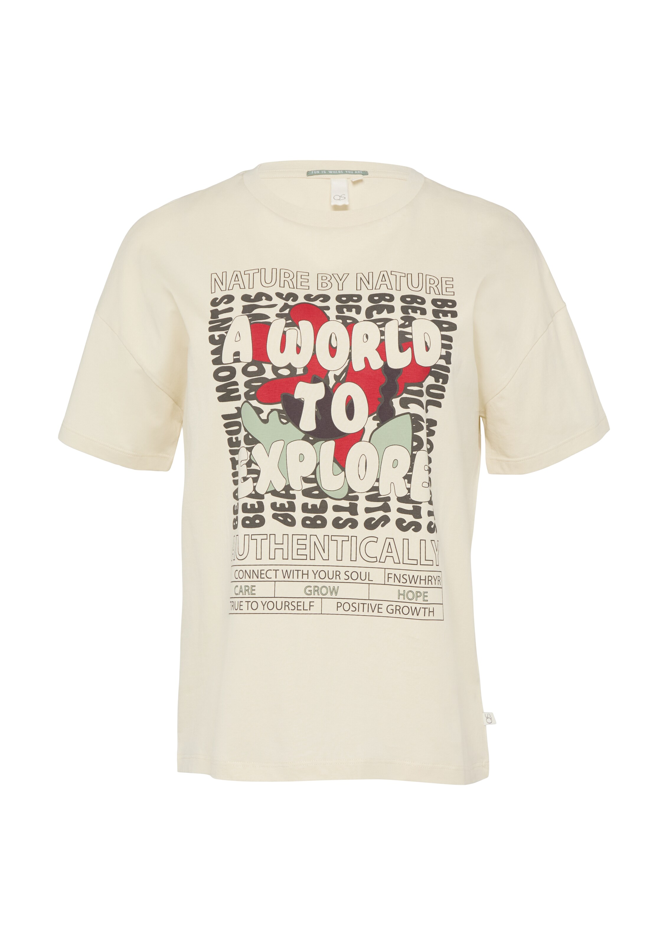 QS Shirt in Beige: voorkant