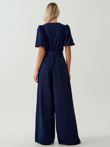 Tussah Jumpsuit 'LYLA' i blå: bakside