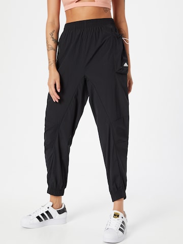 ADIDAS SPORTSWEAR Tapered Sportbroek in Zwart: voorkant