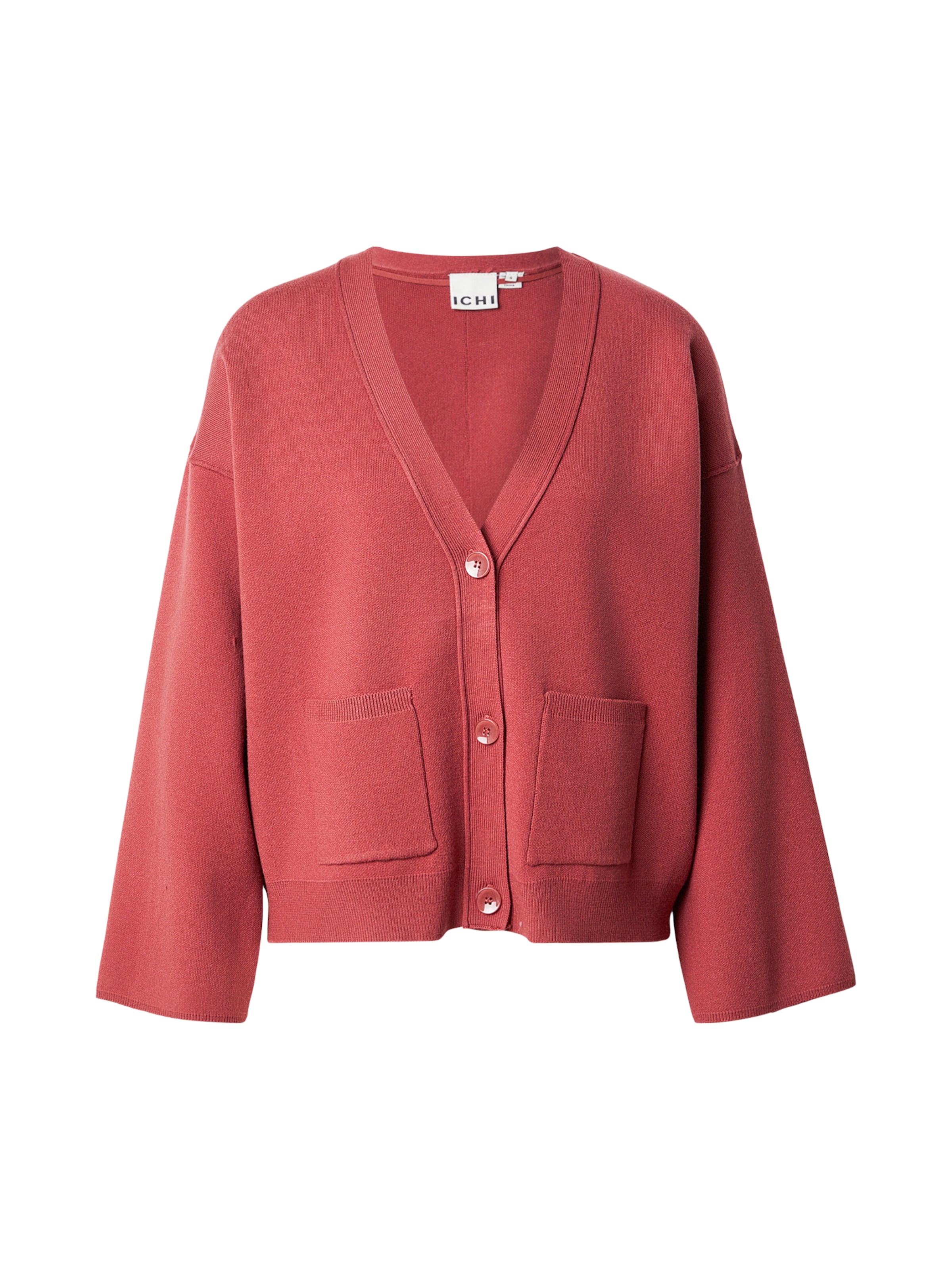 ICHI Плетена жилетка 'IHBALLIA' в червено: отпред