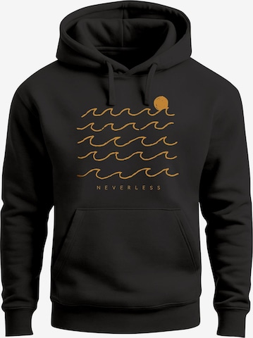 Neverless Sweatshirt 'Wellen Sonne' in Schwarz: Vorderseite