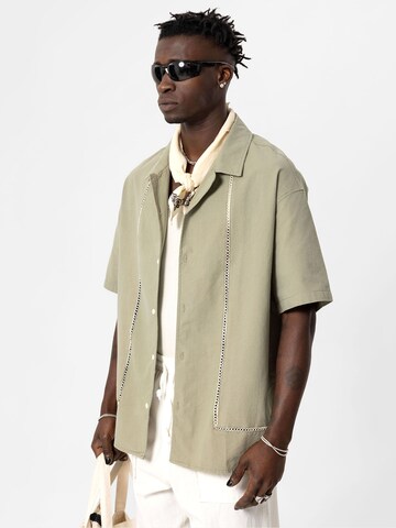 VAMOS CLO Comfort fit Button Up Shirt 'Shreveport' in Grey