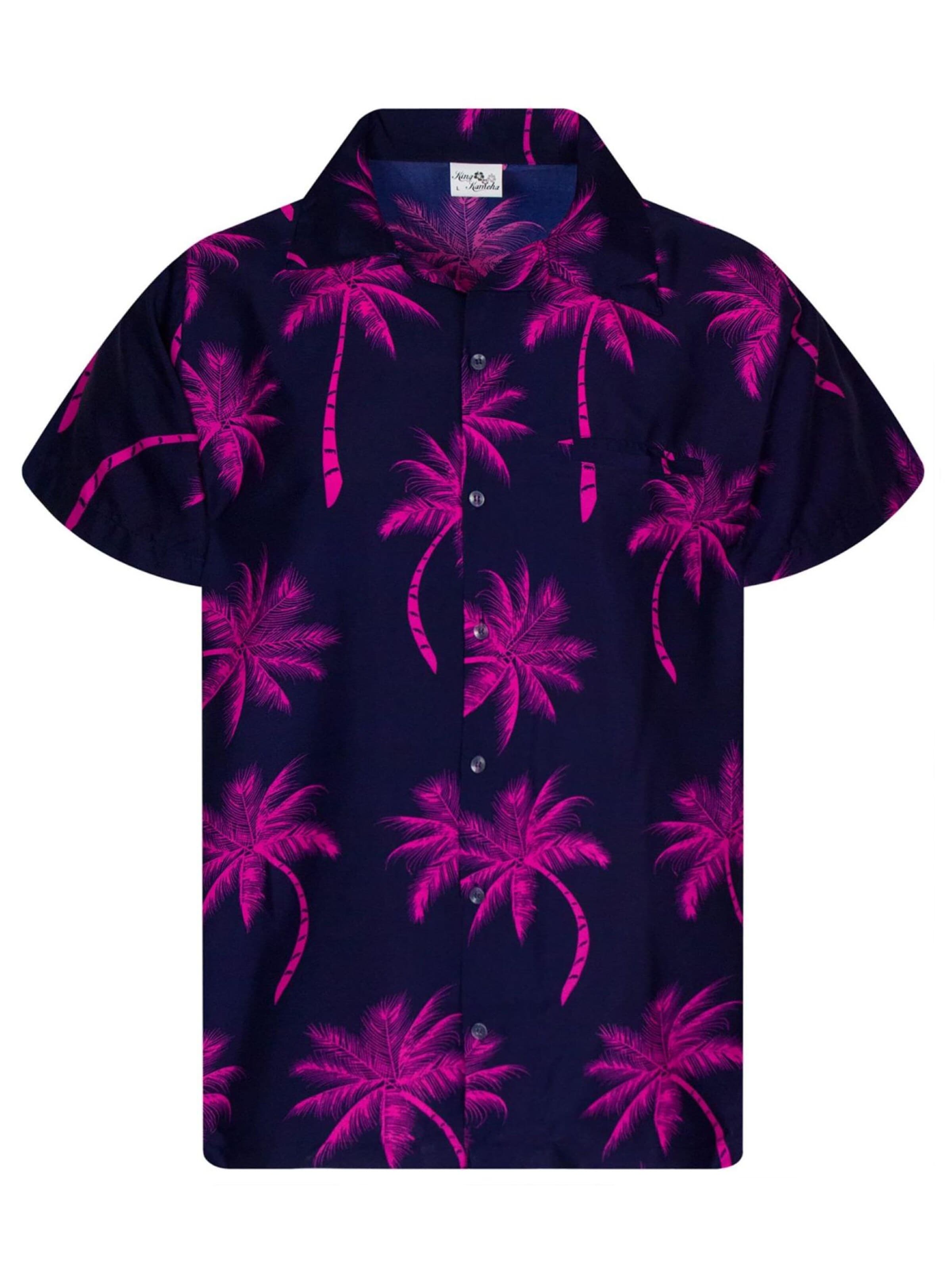 King Kameha Shirt 'Palmshadow' in Blau: Vorderseite