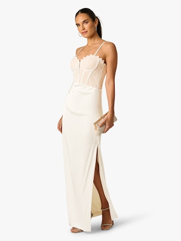 Adrianna Papell Avondjurk 'Satin and Lace Long Dress' in Wit