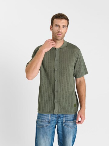 Le Temps Des Cerises Regular fit Overhemd in Groen: voorkant
