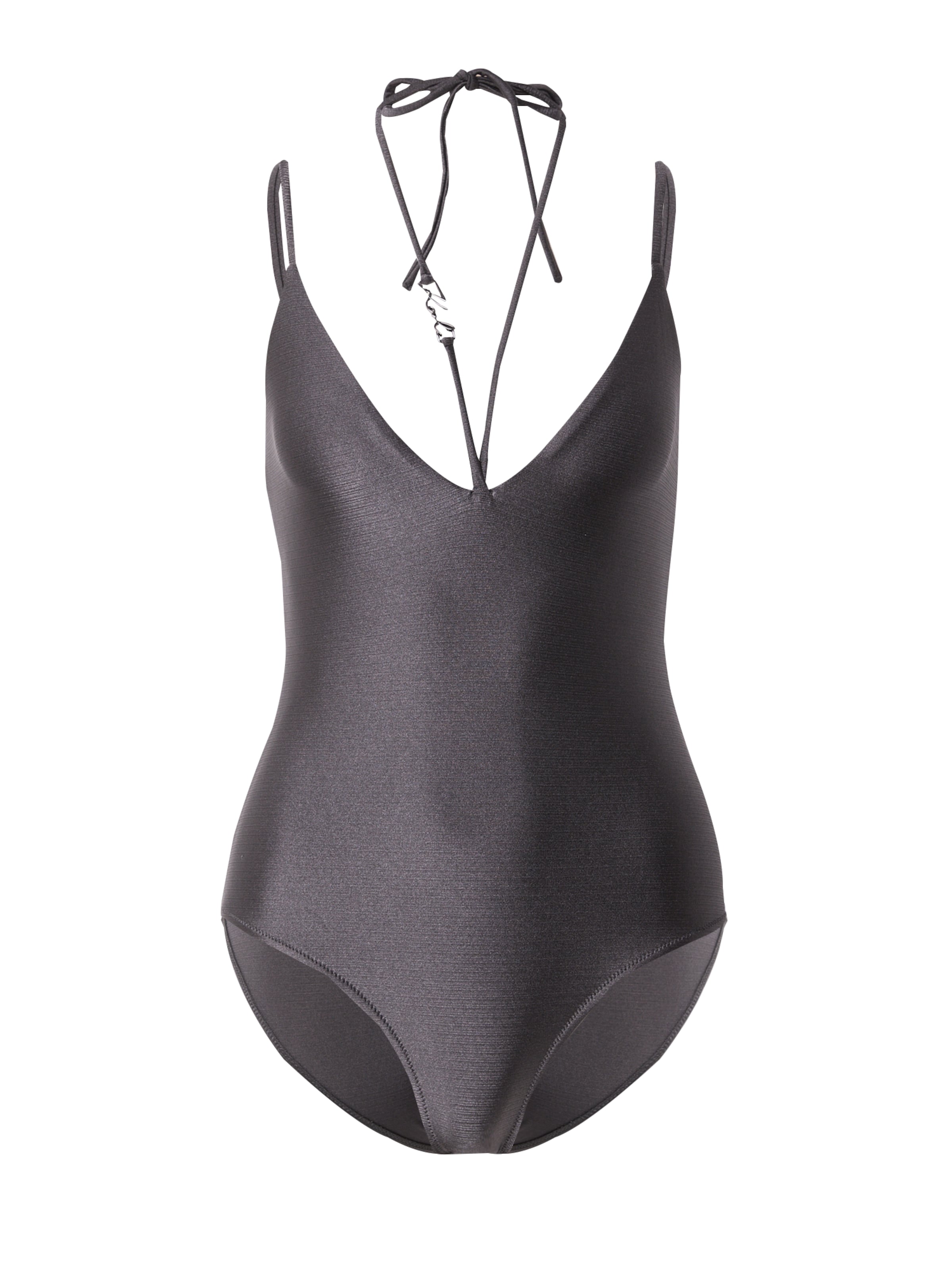 Karl Lagerfeld Bustier Badeanzug in Grau: Vorderseite