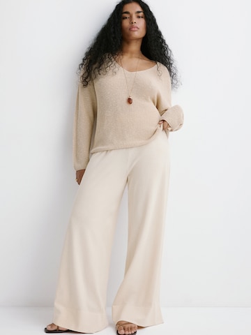 MANGO Wide leg Broek 'VELLA' in Beige