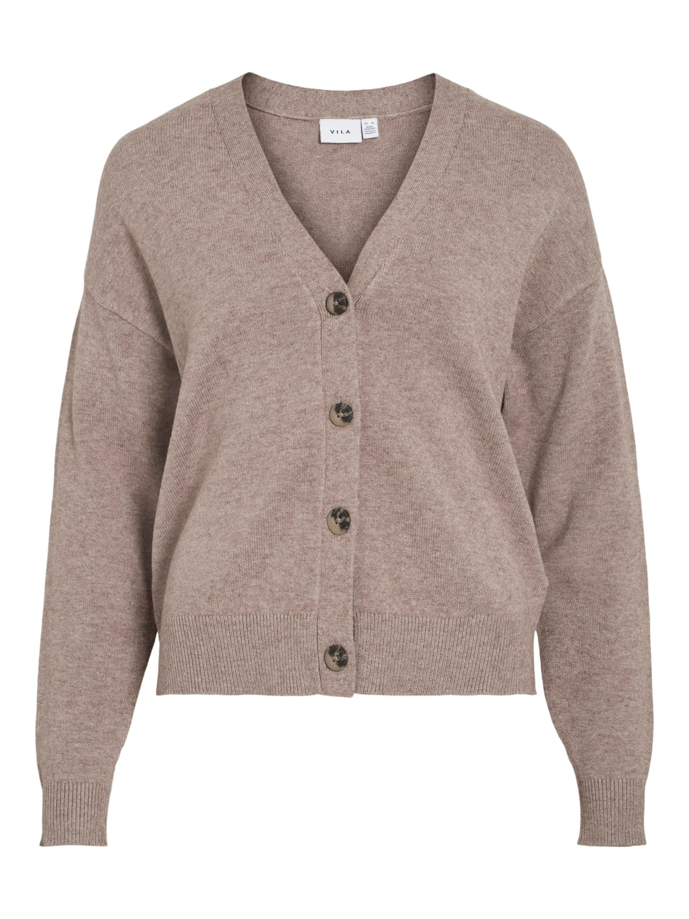 VILA Knit Cardigan 'VIRIL' in Brown: front