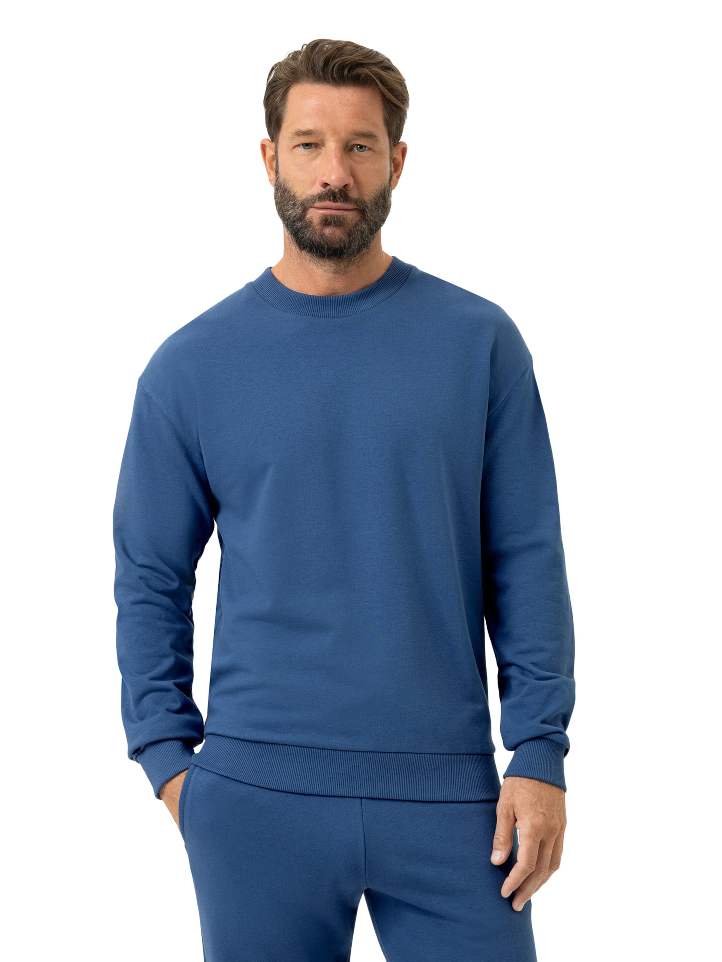 Sweat-shirt 'Terry Essentials' Mey en bleu : devant