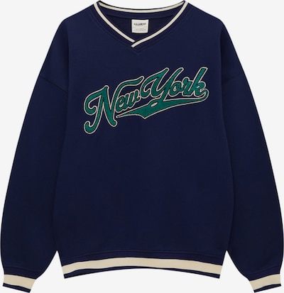 Pull&Bear Sweatshirt in Navy / Emerald / White, Item view