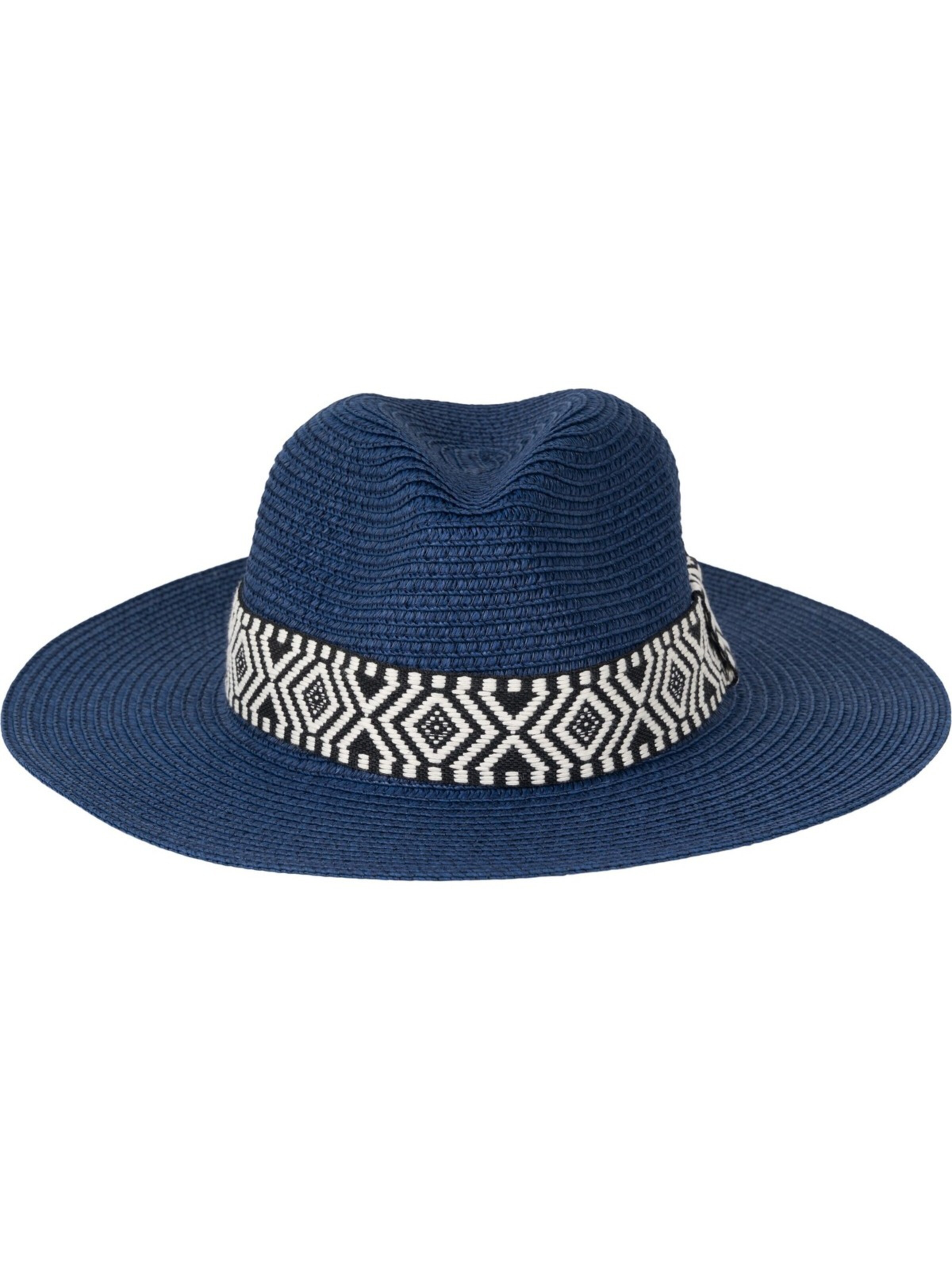 styleBREAKER Hat 'Panama Strohhut Hutband Azteken Muster' in Blue