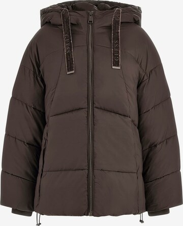 GUESS Winter Jacket in Brown: front
