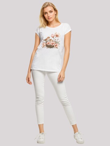 F4NT4STIC Shirt 'Vogelnest Blumen' in Wit