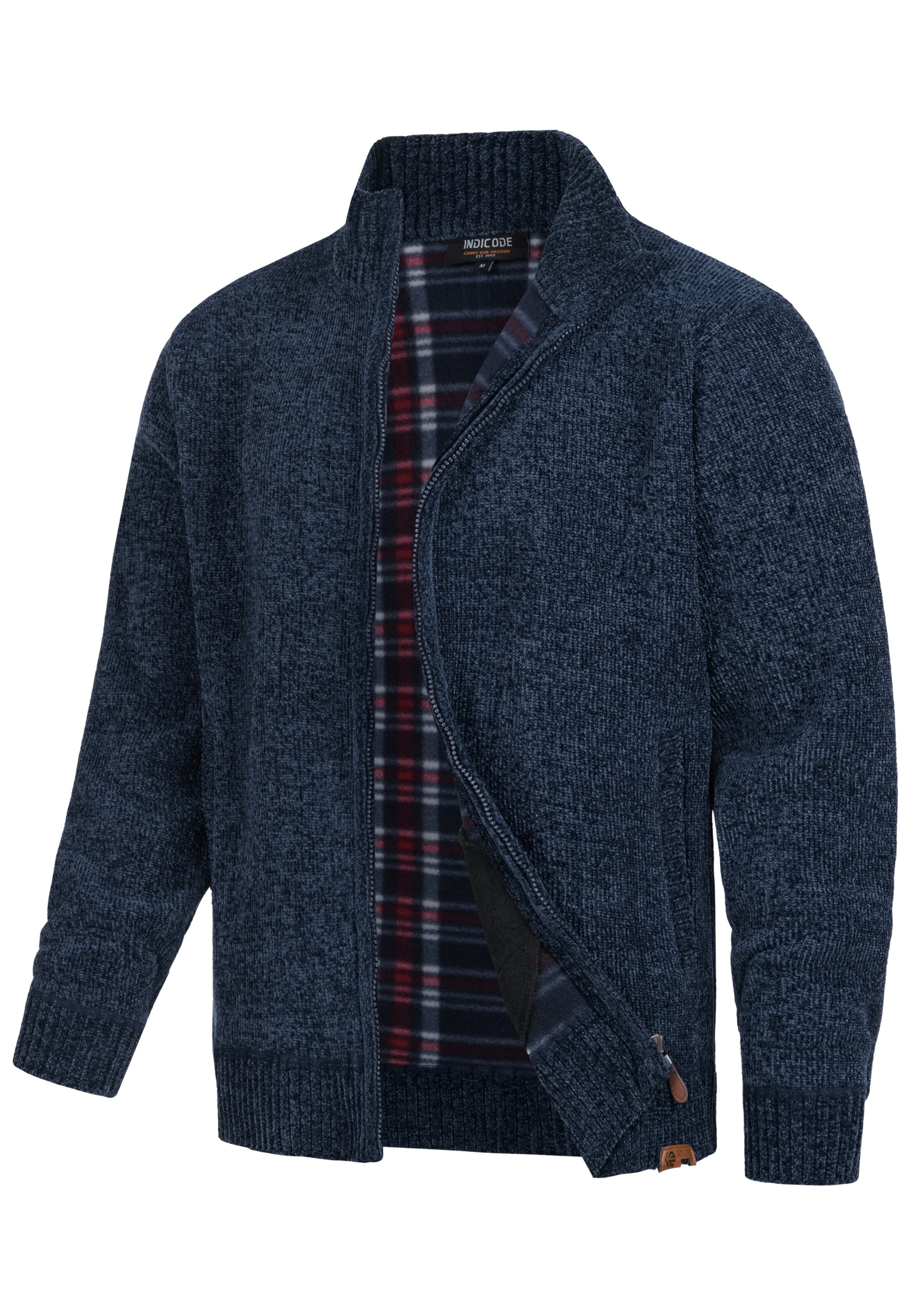INDICODE JEANS Gebreid vest ' INFilion ' in Blauw: voorkant