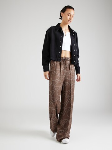 Calvin Klein Wide leg Broek in Bruin