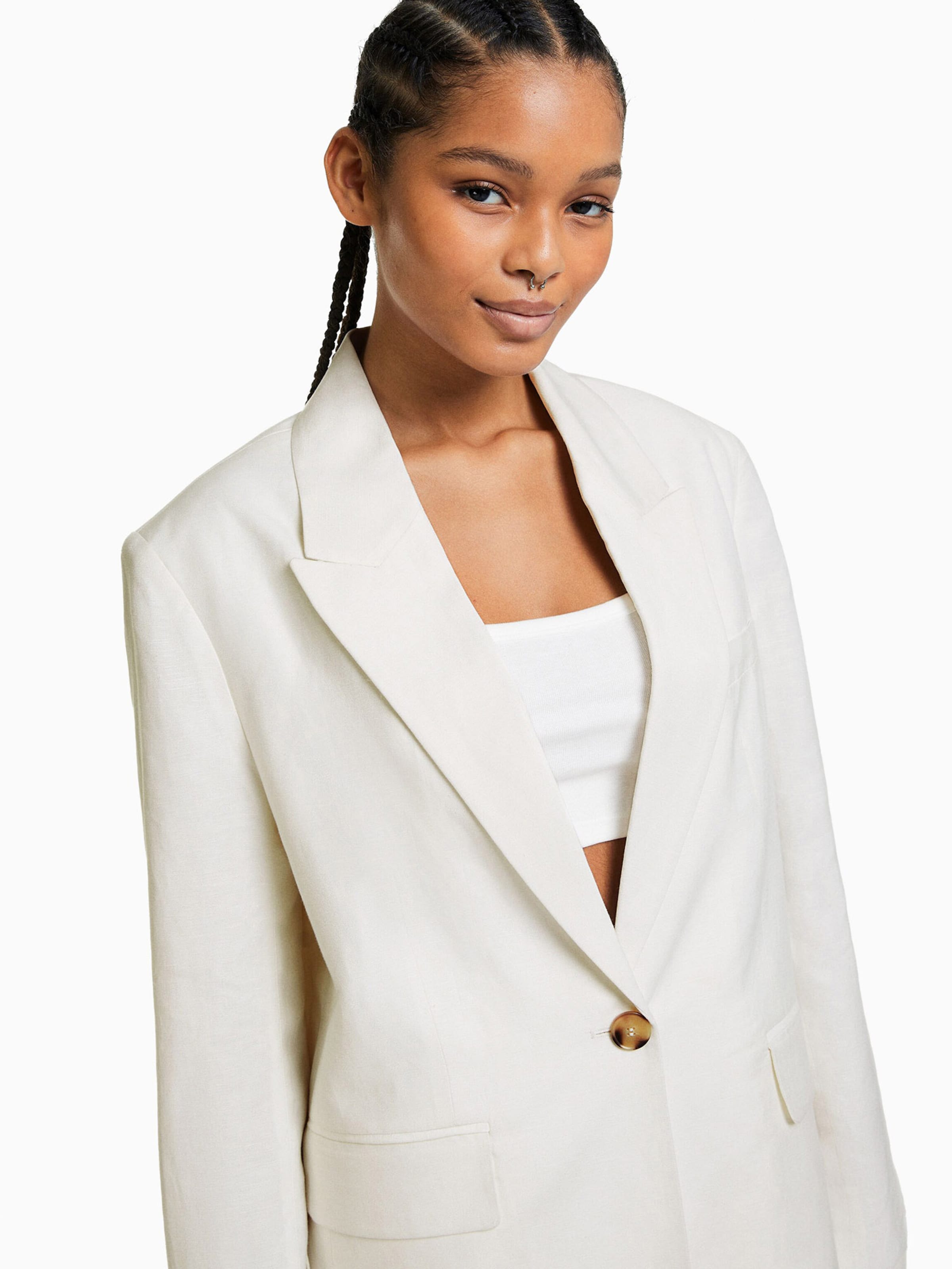 Bershka Blazer in White ABOUT YOU