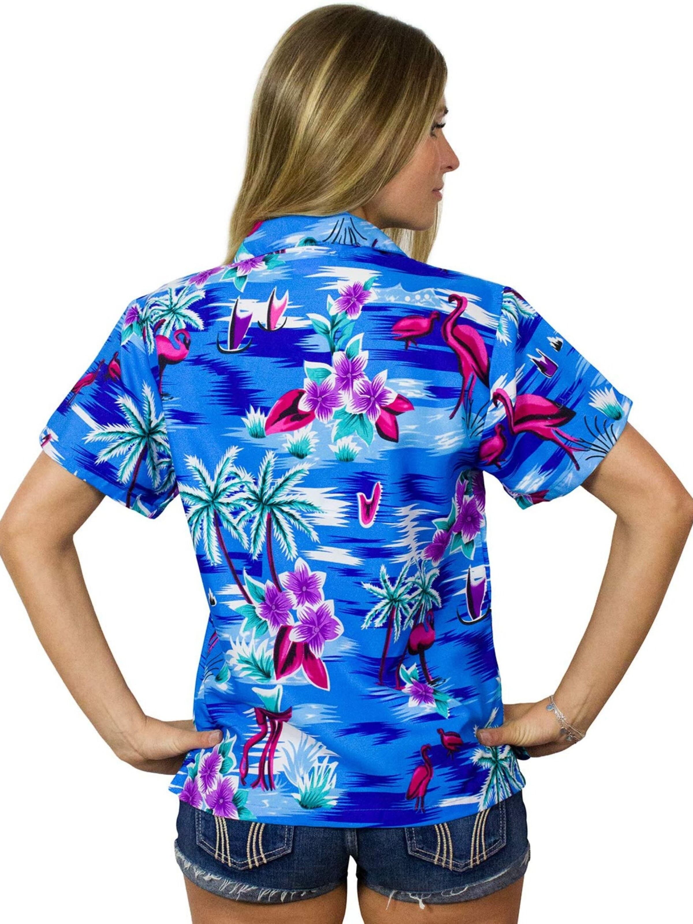 Camicia da donna 'Flamingos' di King Kameha in blu