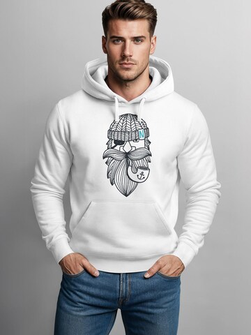 Neverless Sweatshirt 'Sailor Captain mit Pfeife' in White