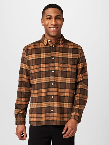 AllSaints - Regular Fit Camisa 'VALDALE' em castanho: frente