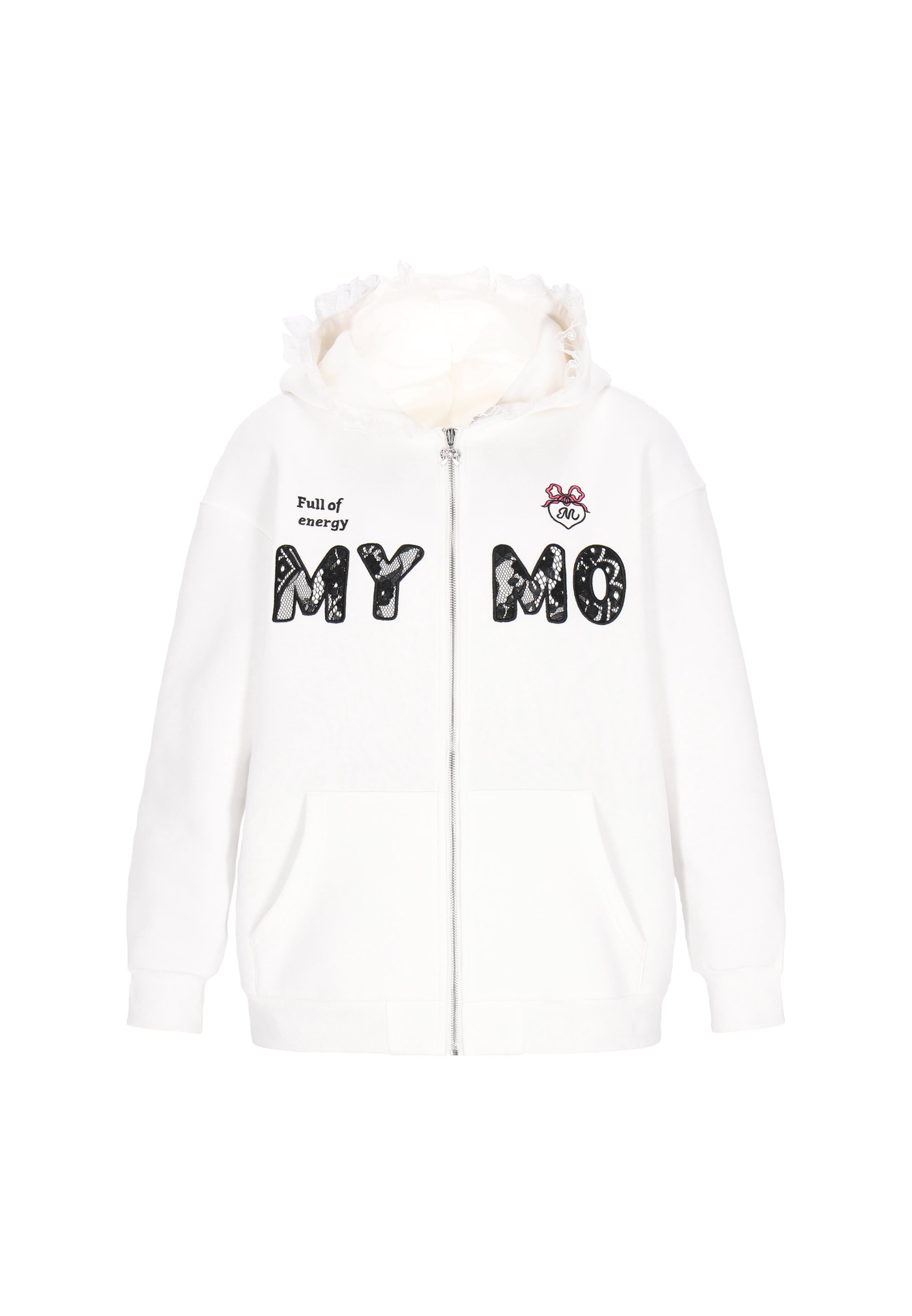 MYMO - Sudadera con cremallera en blanco: frente