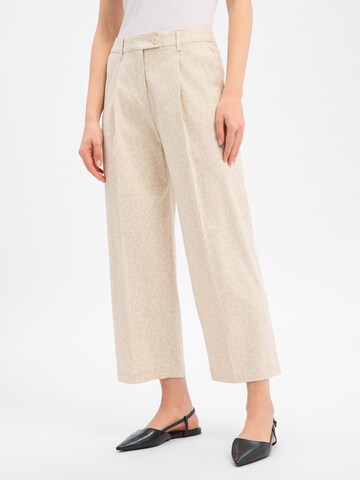 Marc Cain Regular Pleat-front trousers 'Wasco' in Beige
