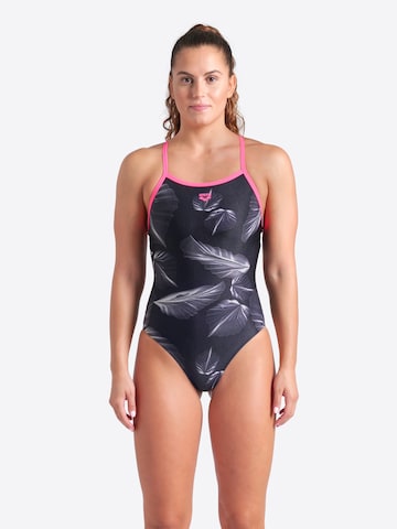 ARENA Bustier Badeanzug 'FROZEN LEAVE' in Schwarz: Vorderseite